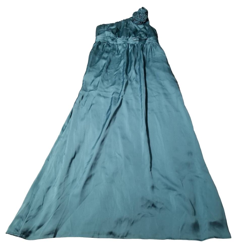Teal One Shoulder Size 4 Dress Empire Waist